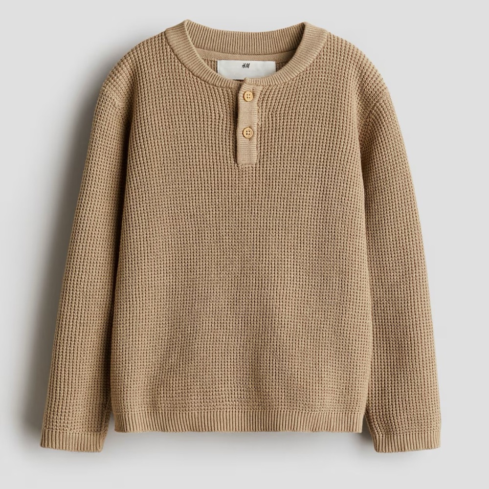 H&M Waffle Knit Beige Crewneck Sweater